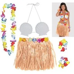 Adult Natural Hula Skirt Kit 5pc