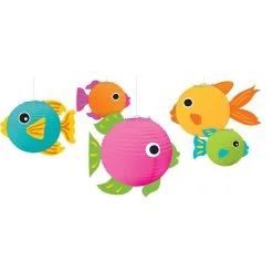3D Tropical Fish Paper Lanterns 5ct