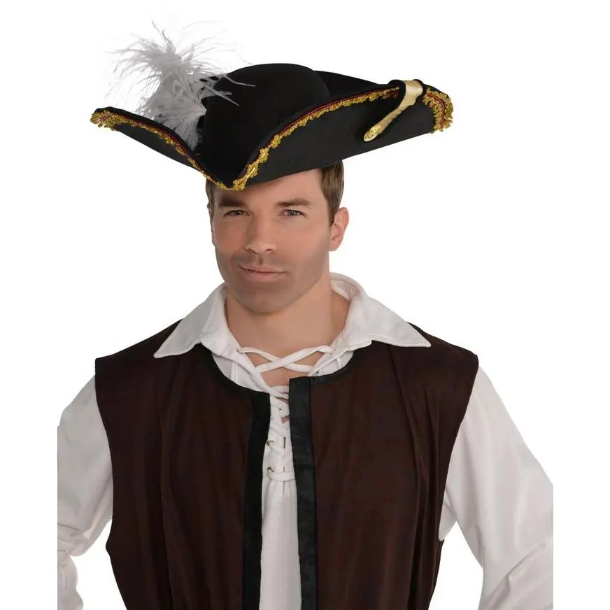 Black Pirate Captain Hat - Image 2