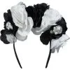 Skull Floral Headband Deluxe - Black & Bone