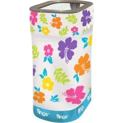 White Hibiscus Pop-Up Trash Bin