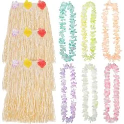 Adult Luau Hula Skirt Costume Accessory Kit For 6 Guests