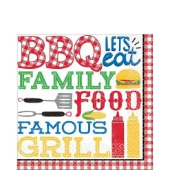 AMSCAN BBQ Picnic Lunch Napkins 36ct
