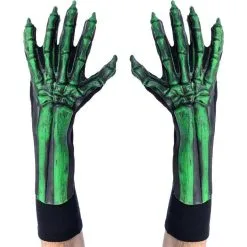 UV Black Light Reactive Green Glow Skeleton Bone Hand Gloves