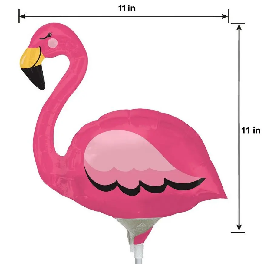Air-Filled Pink Flamingo Foil Balloon On A Stick, 11in X 11in - Image 2