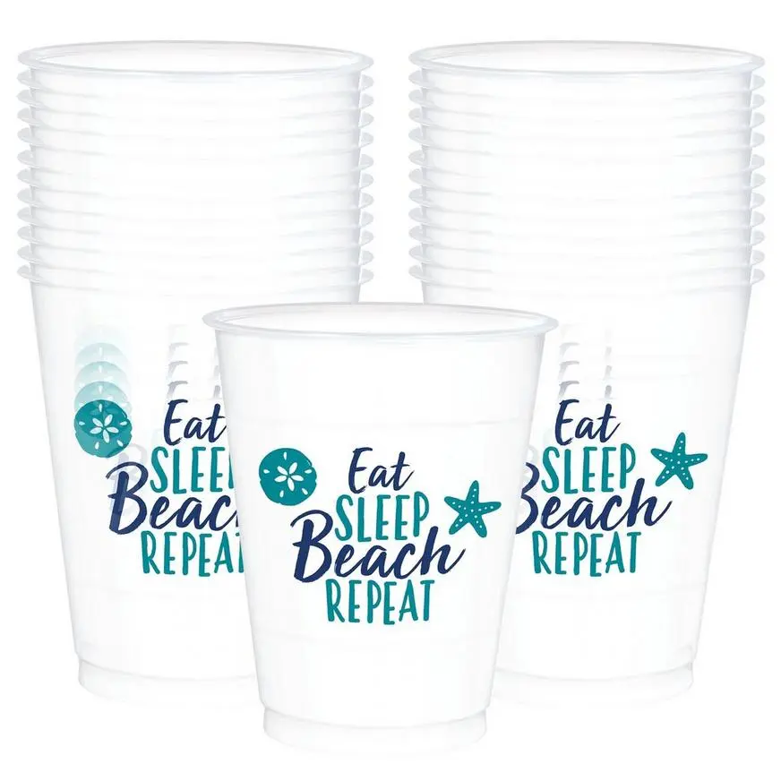 AMSCAN Sea Sand Sun Plastic Cups 25ct