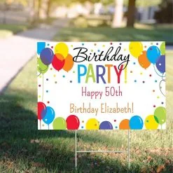 Custom Rainbow Balloon Bash Yard Sign