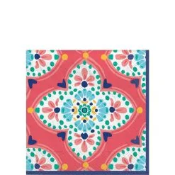 Boho Vibes Floral Quatrefoil Beverage Napkins, 5in, 16ct
