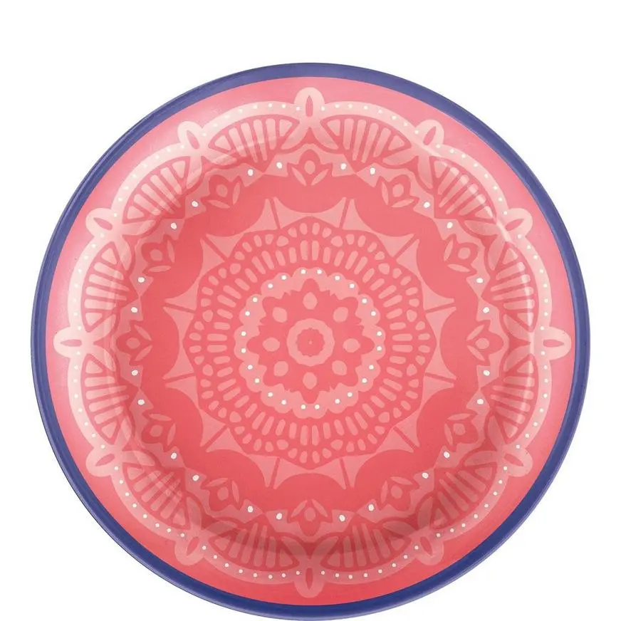 Boho Vibes Summer Mandala Melamine Dessert Plates, 7in, 4ct