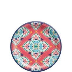 Boho Vibes Floral Quatrefoil Paper Dessert Plates, 7in, 8ct