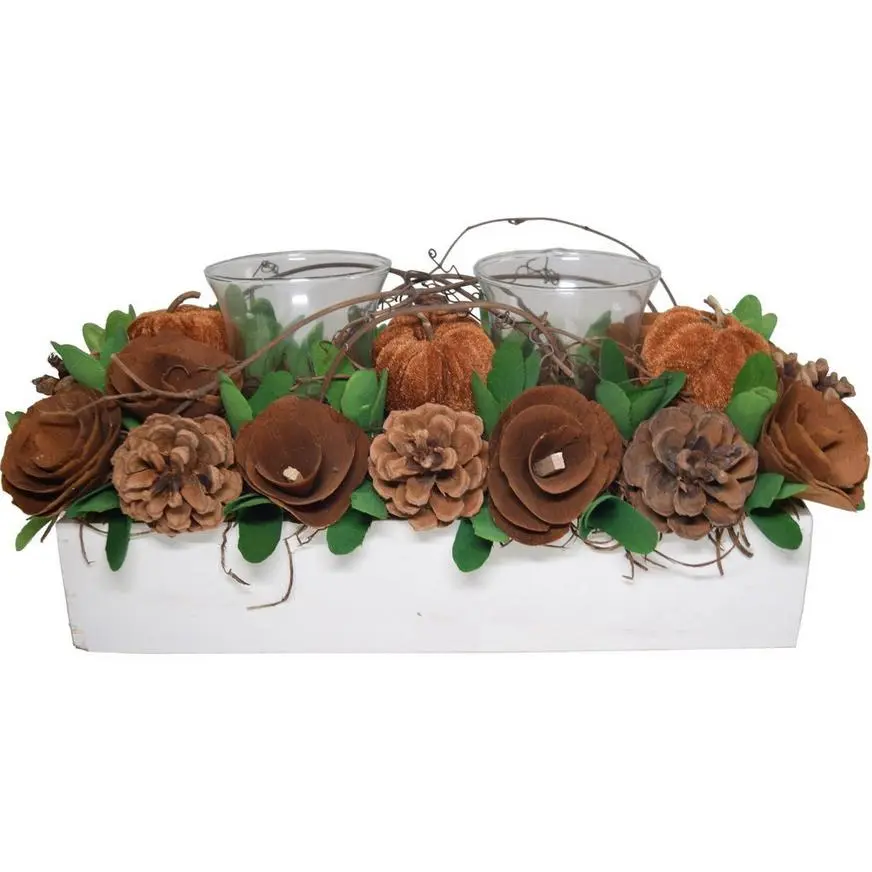 Fall Pumpkins & Pinecones Candle Centerpiece