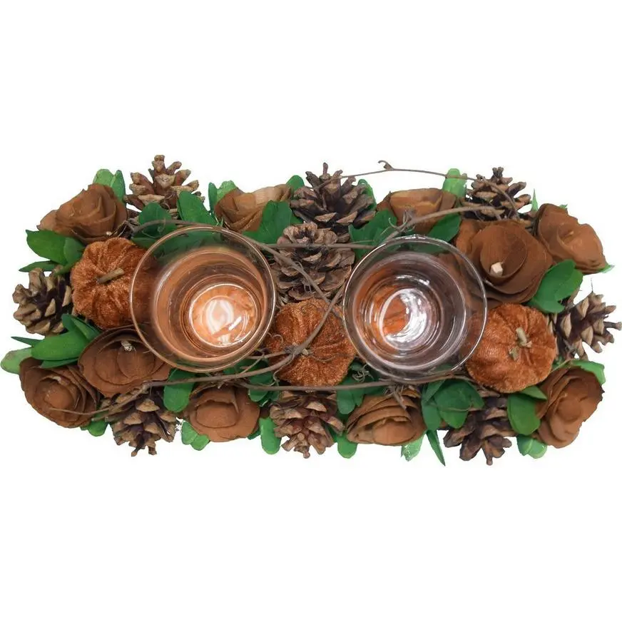 Fall Pumpkins & Pinecones Candle Centerpiece - Image 2