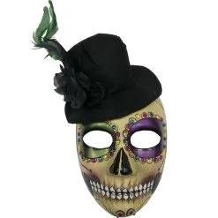 Day Of The Dead Top Hat Face Mask