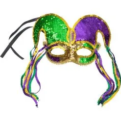 Sequin Jester Masquerade Mask