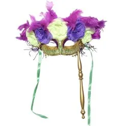 Light-Up Floral Masquerade Mask On A Stick
