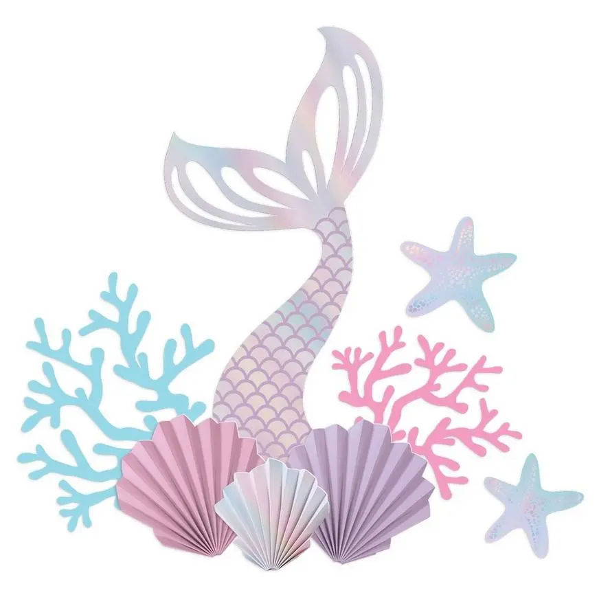 Iridescent Shimmering Mermaids Seashell Wall Decorating Kit, 9pc - Image 2
