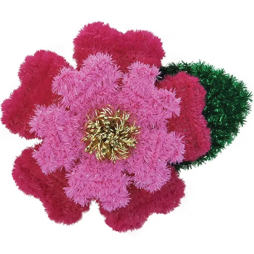 3D Tinsel Hibiscus Decoration, 13in X 10.5in