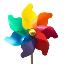 Rainbow Wheel Wood Windmill, 12in