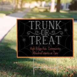 Custom Spider Web Trunk Or Treat Yard Sign