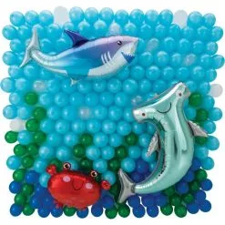 Air-Filled Sea Crab & Shark Foil & Latex Balloon Backdrop Kit, 6.25ft X 5.9ft