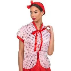 50s Red & White Polka Dot Capelet For Adults
