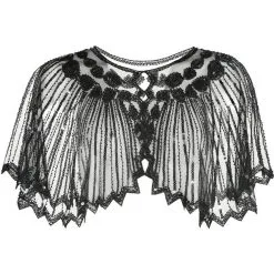 AMSCAN Black 20s Fancy Sheer Capelet