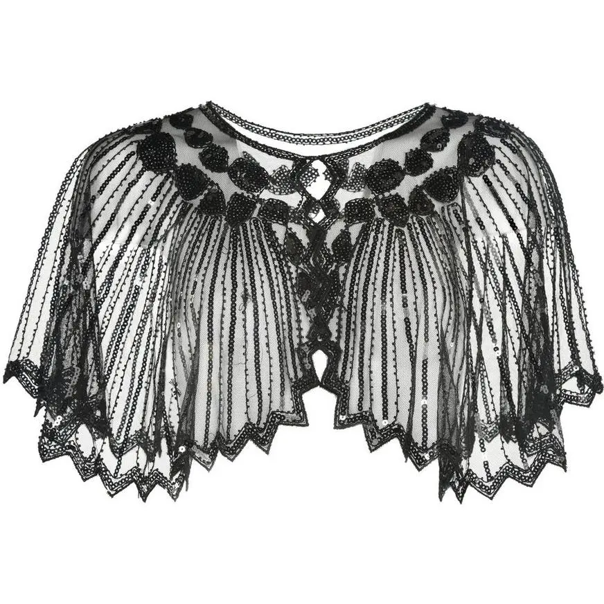 AMSCAN Black 20s Fancy Sheer Capelet