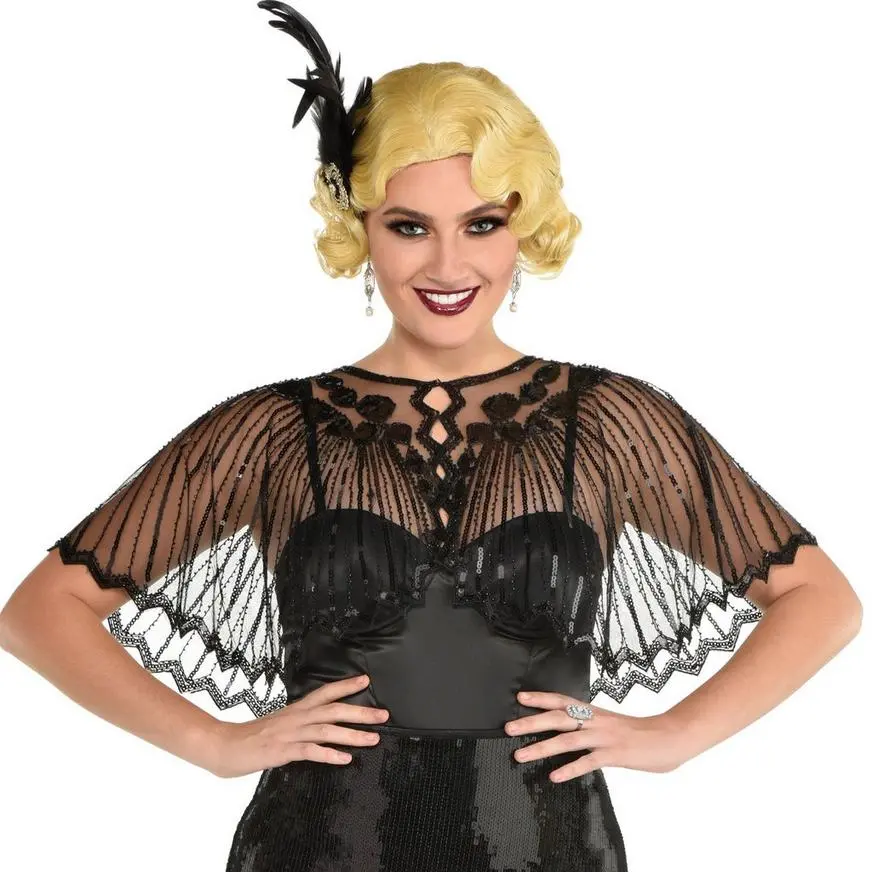 AMSCAN Black 20s Fancy Sheer Capelet - Image 2