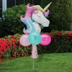 Air-Filled Enchanted Unicorn Foil & Latex Balloon Yard Sign, 64in