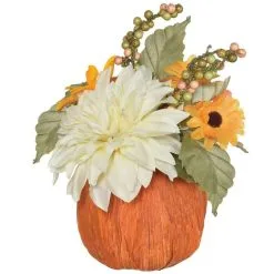 Floral Pumpkin Fall Natural & Synthetic Centerpiece, 8.25in X 11.3in