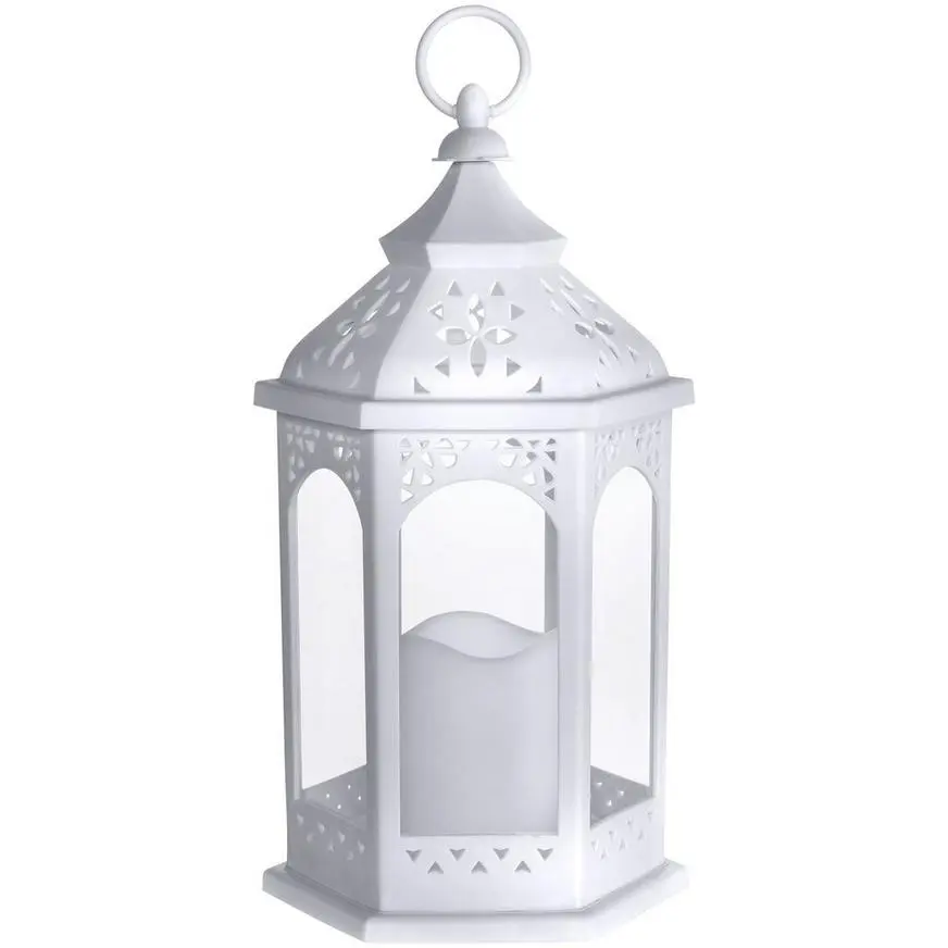White Latika LED Candle Lantern, 7.7in X 15.75in