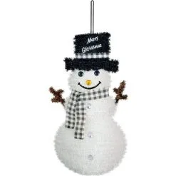 Christmas Snowman 3D Tinsel Hanging Decoration, 12in X 22.25in