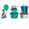 Birthday Icons Corrugated Plastic Yard Sign Set, 15.6in X 25in, 3pc