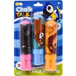 Chalk Tales Assorted Color Chalk With Animal-Themed Holders, 3pc