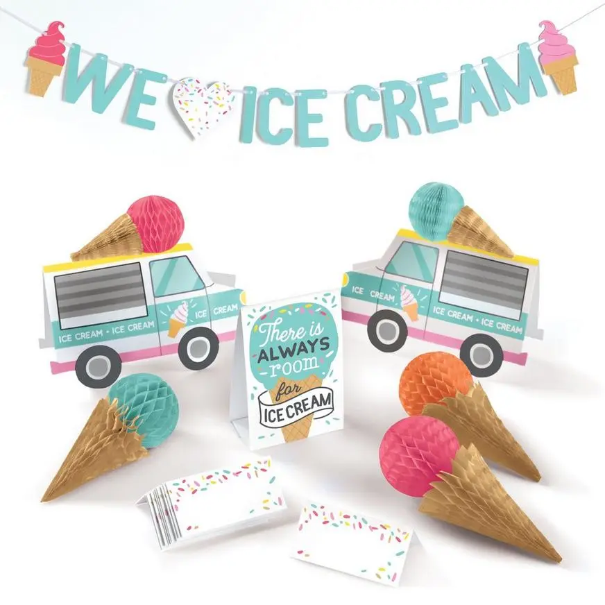 Ice Cream & Sprinkles Table Decorating Kit, 17pc - Summer Sweets - Image 2