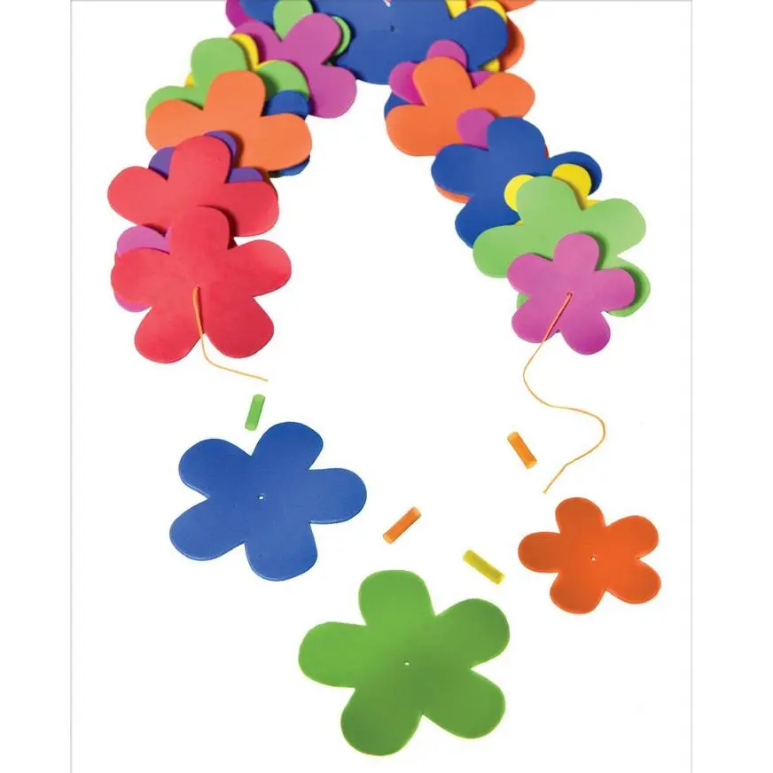 Multicolor Foam Flower Lei Activity Kit For 6 - Image 3