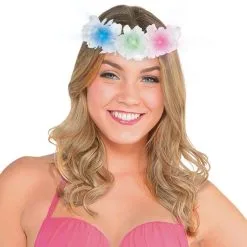 Light-Up Fabric Flower Head Wreath, 16in