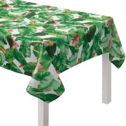 Tropical Jungle Leaves Fabric Tablecloth, 60in X 104in