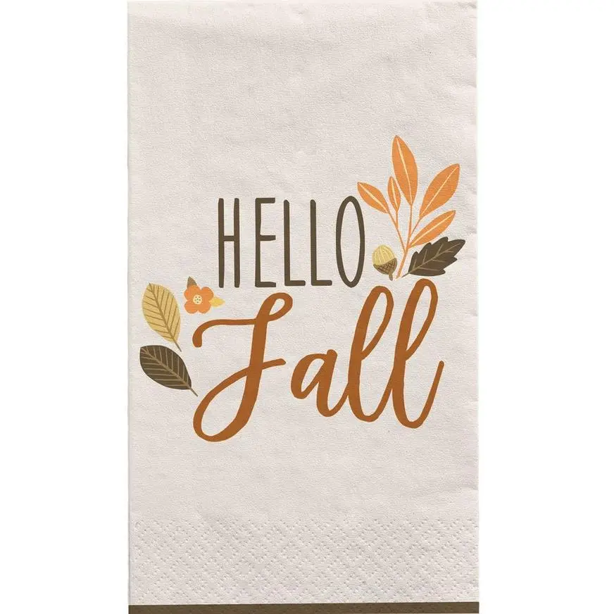 Golden Autumn Guest Towel Paper Napkins, 4.5in X 7.7in, 16ct