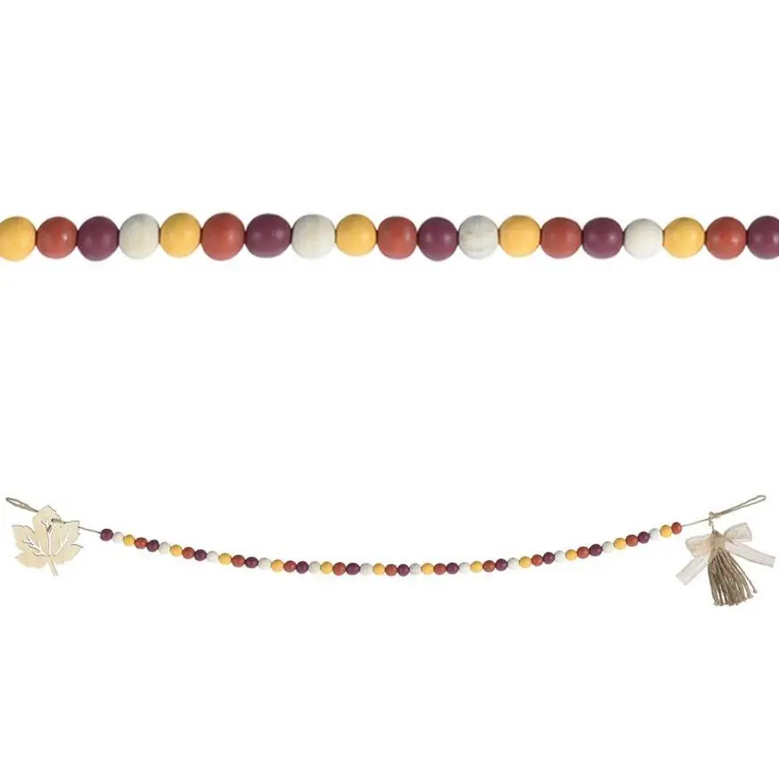 Fall Beaded Wood Garland, 3ft