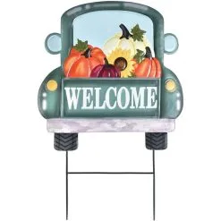 Fall Welcome Farm Truck Metal Yard Stake, 21.25in