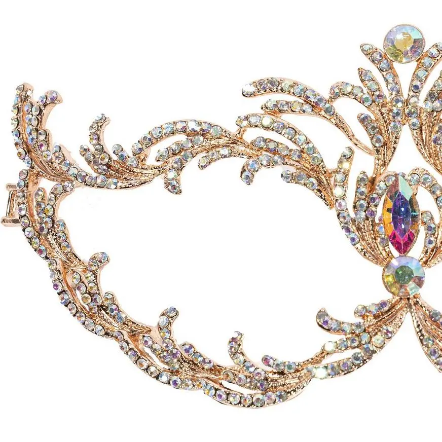 Adult Rose Gold Filigree Cat Eye Metal Mask - Image 3