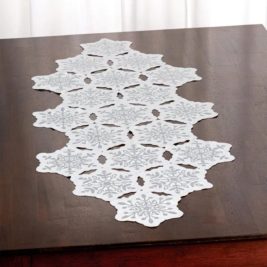 Snowflake Fabric Table Runner, 20.5in X 55in