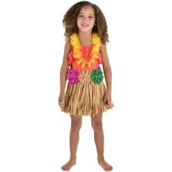 Child Tutu Grass Skirt With Raffia Flowers