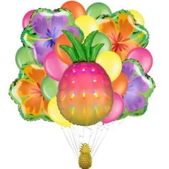 Island Pineapple Balloon Bouquet, 17pc