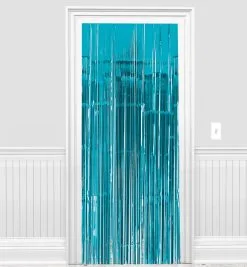 Caribbean Blue Fringe Doorway Curtain 3ft X 8ft