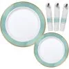 Premium Robin's Egg Blue Border & Gold Tableware Kit For 20 Guests
