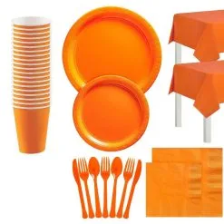 Party City Orange Tableware Kit For 20 Guests