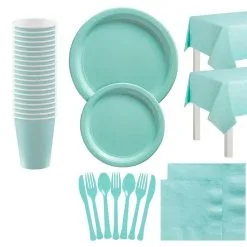 Party City Robin's Egg Blue Tableware Kit For 20 Guests