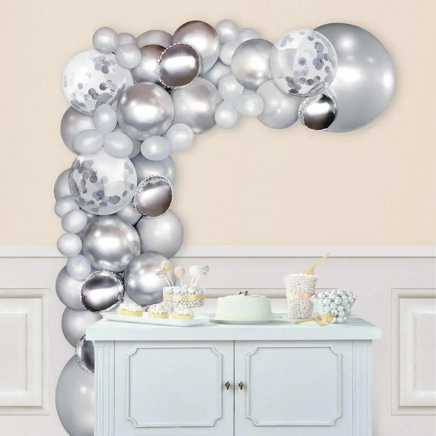 Air-Filled Silver Balloon Garland Kit